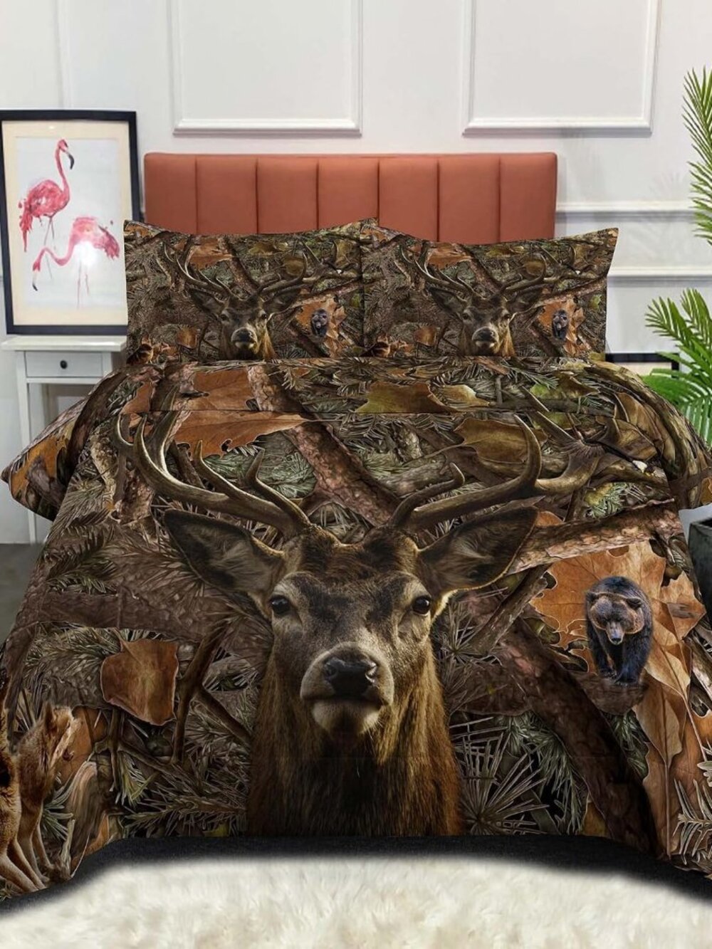 Deer Bedding Sets Full Size for Boys Adult Teens Western Woodland Camo Comforter